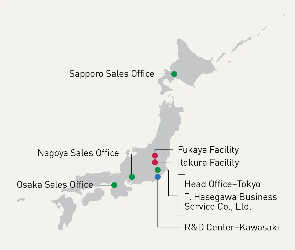 T. Hasegawa Locations - Japan